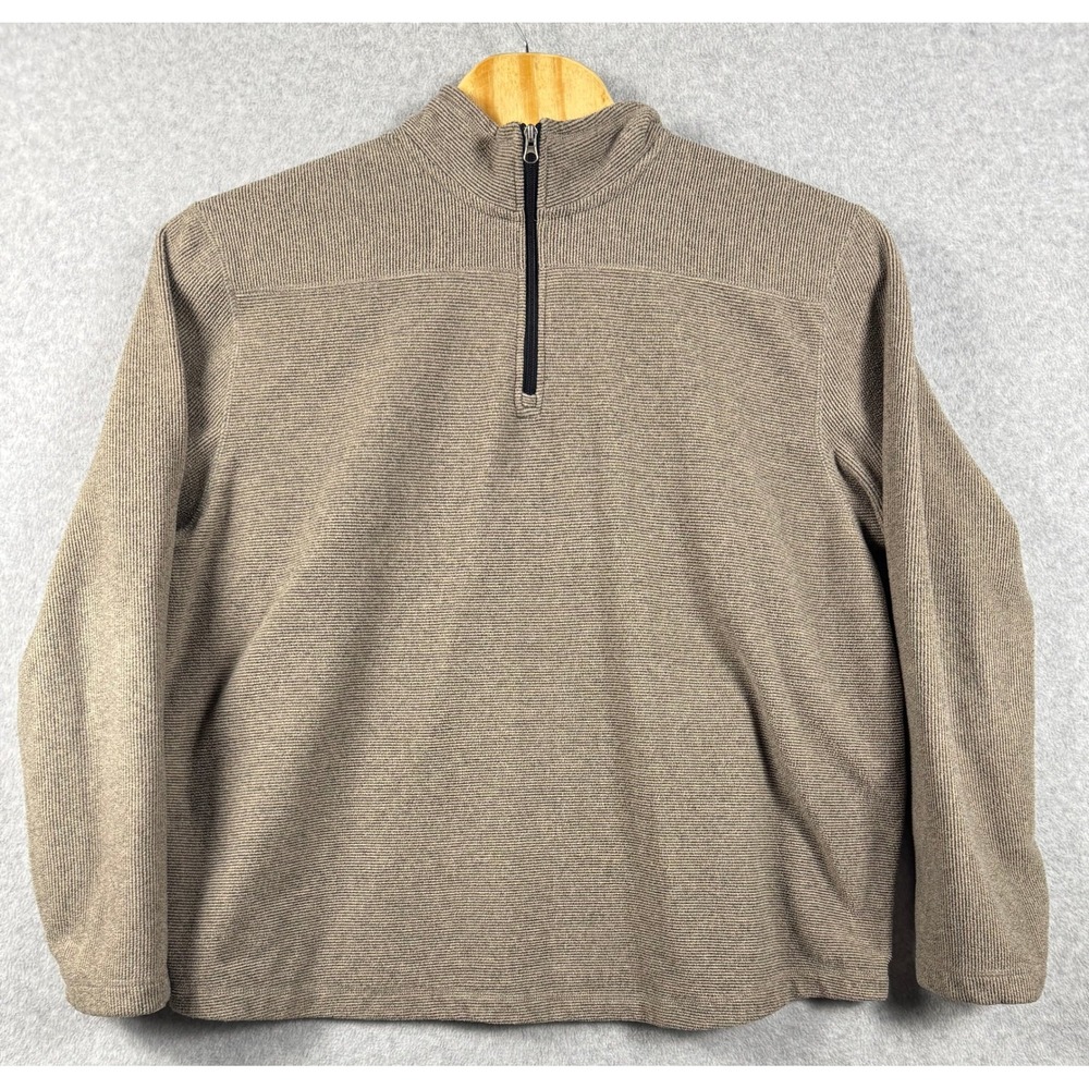 Faded Glory Quarter Zip Pullover Sweater Mens 2XL Tan Brown Ribbed Fleece